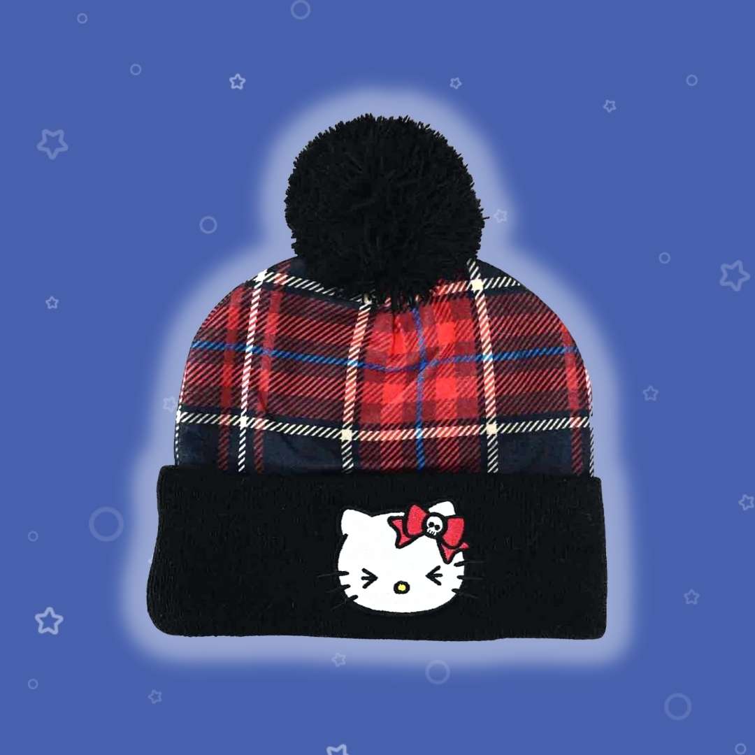 Hello Kitty Plaid Punk Plaid Beanie - Kawaii Monsta Shop cute stuff California Sacramento Roseville Citrus Heights San Francisco Santa Clara Los Angeles bay area New York