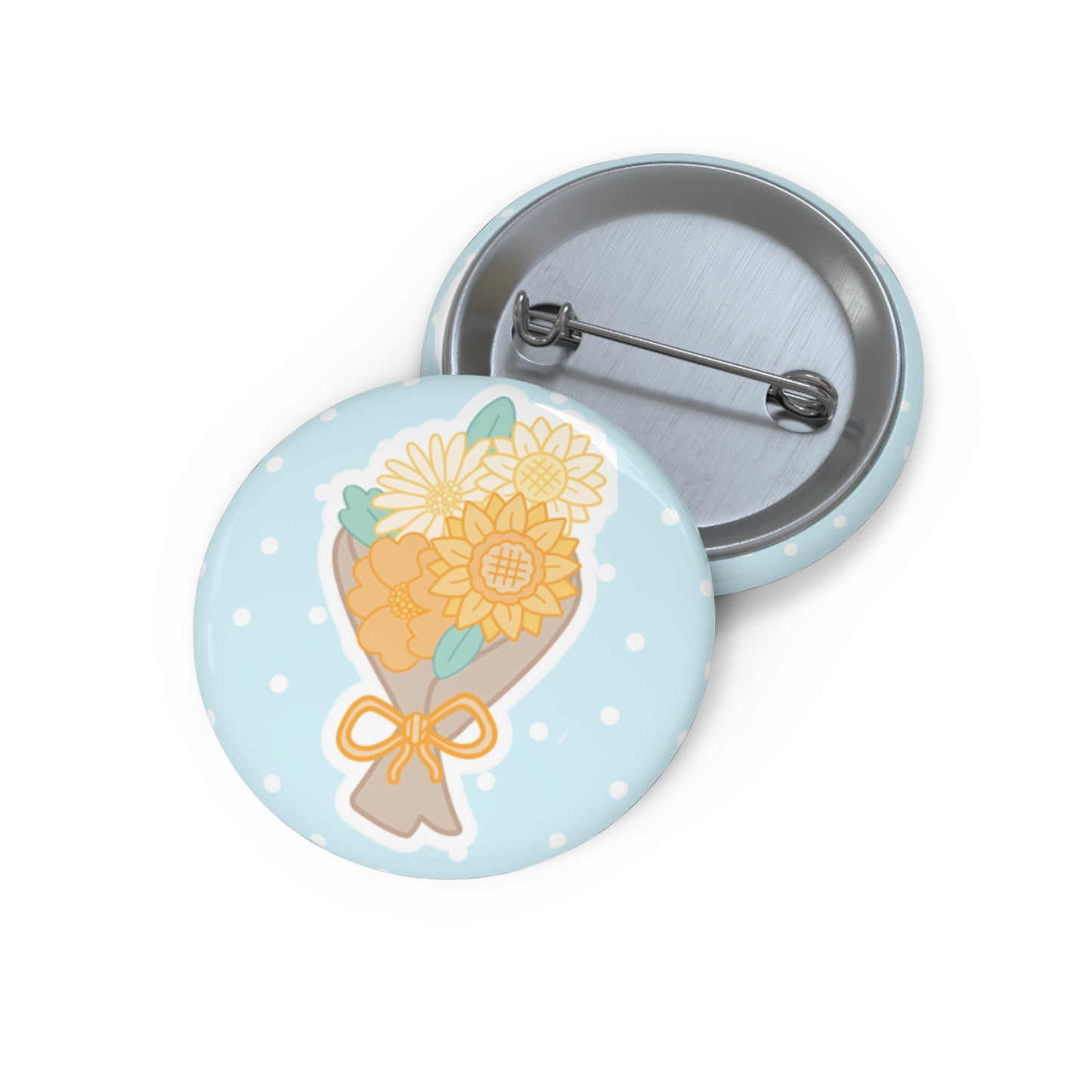 Bouquet of Flowers Button Pin