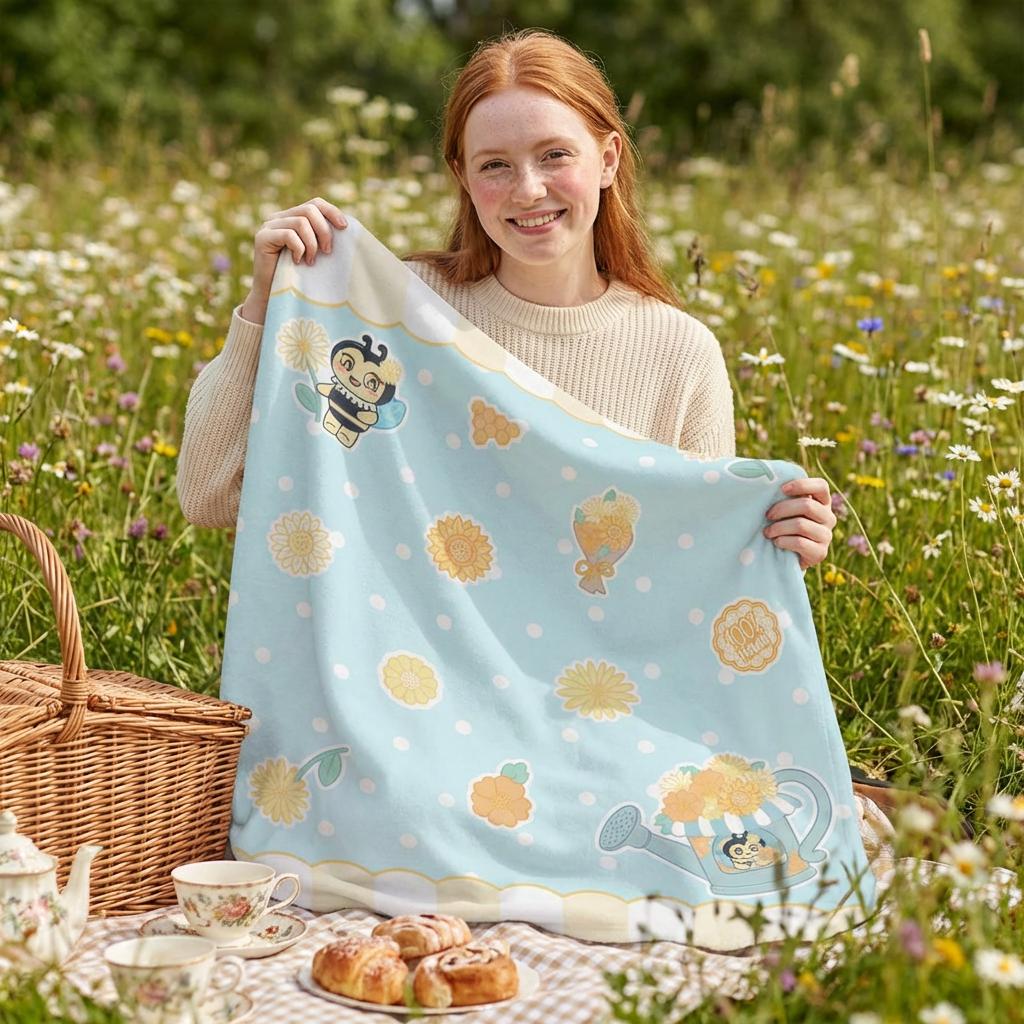 Mitsu the Flower Shop Picnic Blanket — Floral Outdoor Picnic Mat