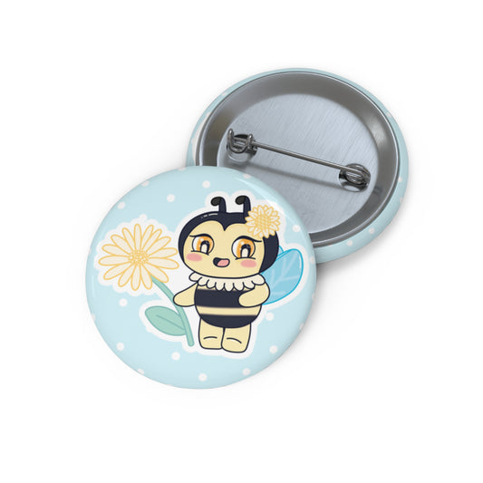 Mitsu the Honeybee Pin Button — Cute Custom Bee Button