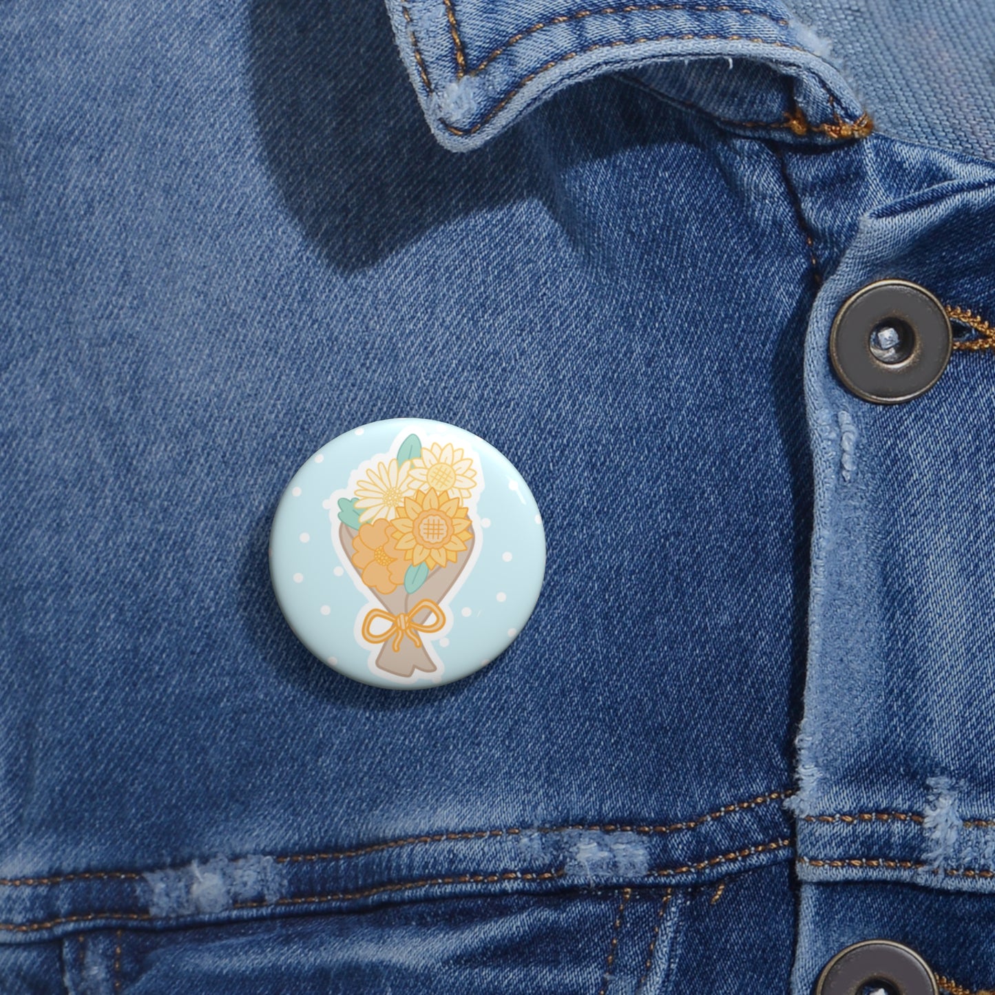 Bouquet of Flowers Button Pin