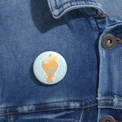 Bouquet of Flowers Button Pin